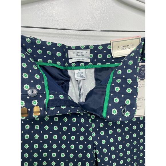 New Charter Club Tummy Slimming Leg Ankle Pants Blue Polka Dot AOP 10 Office - Picture 4 of 11